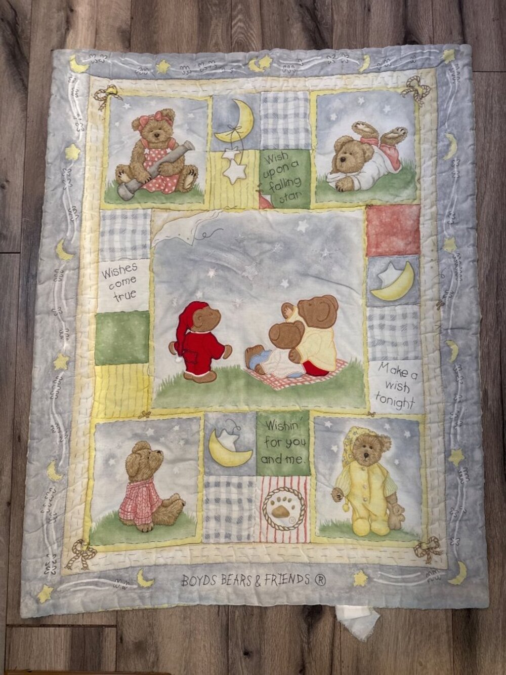 Boyds Bears & Friends Baby Quilt Wishing Upon A Falling Star 1990's Multicolor 3